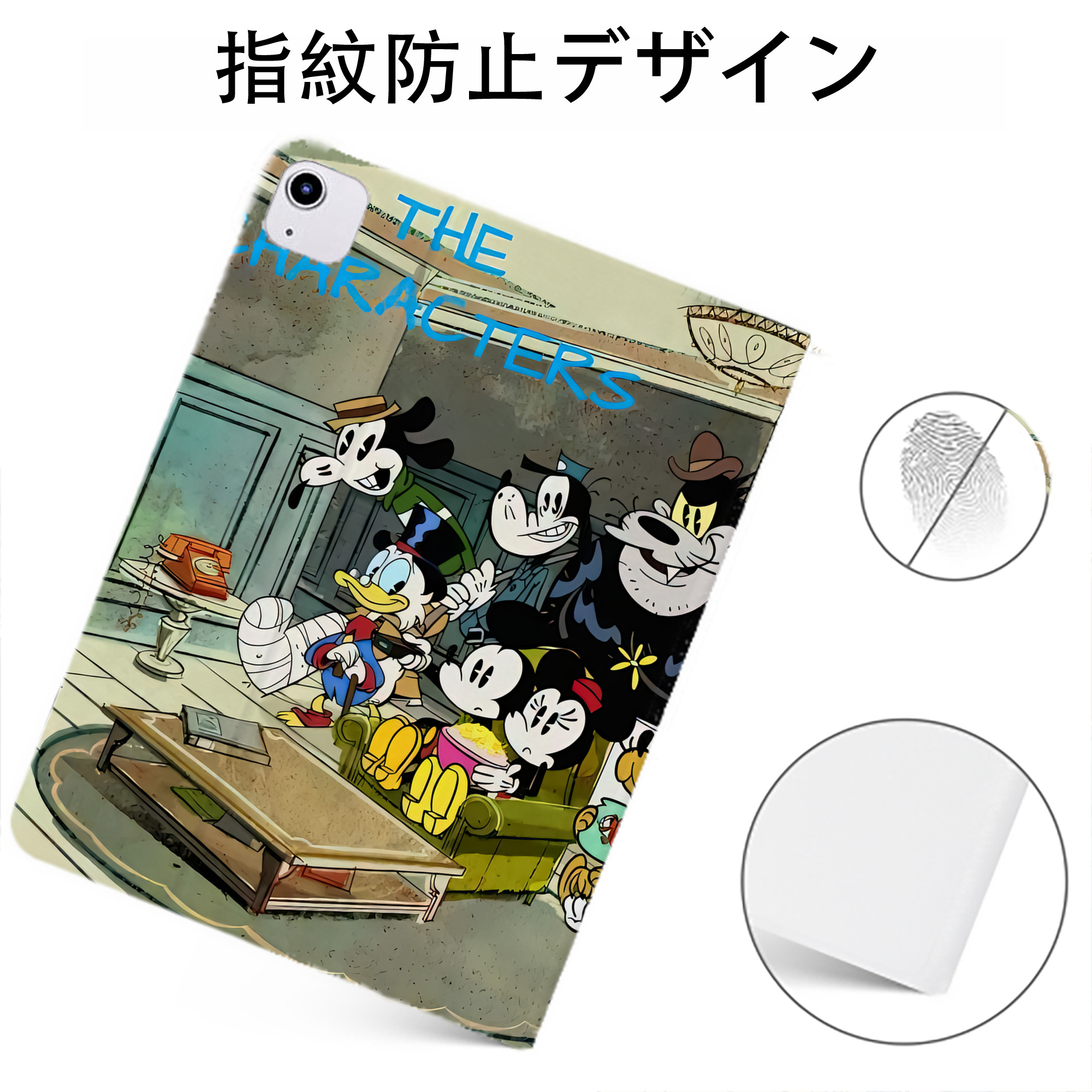 （画像用） ミッキーマウス Mickey Mouse IPadケース ペンホルダー付き ブックスタイルデザイン